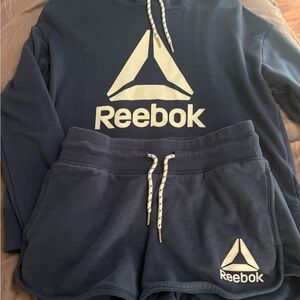 Reebok Dark Blue Sweatshirt and Shorts Combo